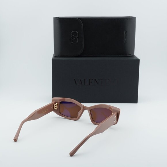 Valentino V-QUATTRO VLS-109H Rectangle Sunglasses - Caramel/Brown - Picture 3 of 10